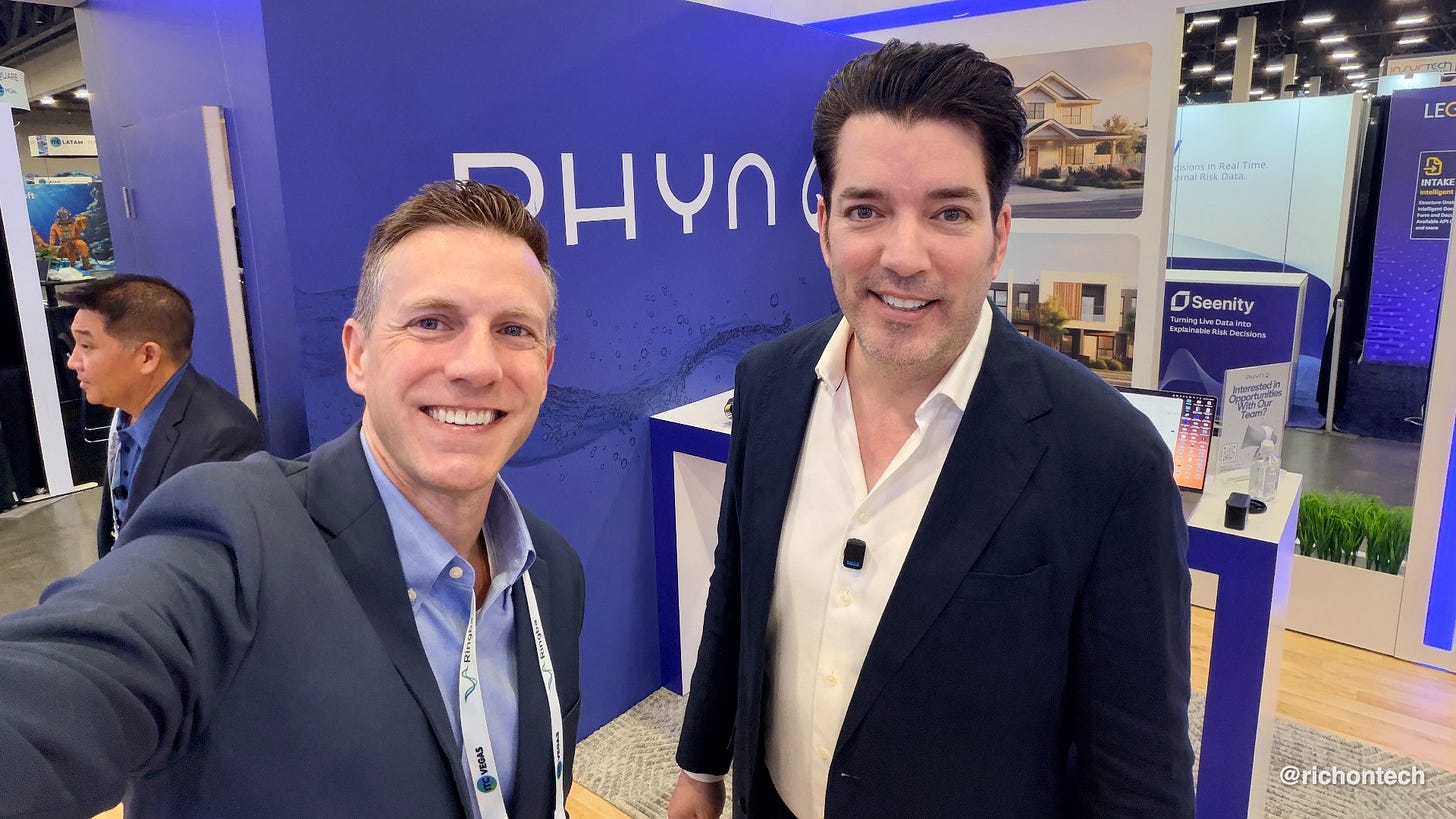 Rich DeMuro takes a selfie with Jonathan Scott at the Phyn booth during a technology conference in Las Vegas. Rich DeMuro takes a selfie with Jonathan Scott at the Phyn booth during a technology conference in Las Vegas.