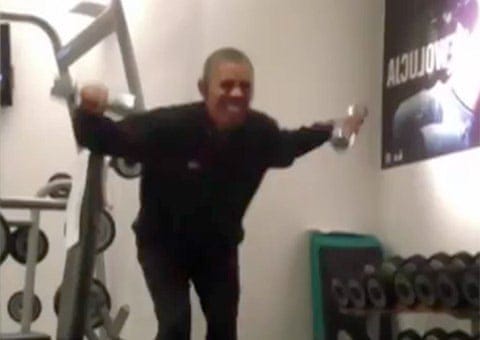Barack Obama works out in the gym – video | Barack Obama | The Guardian
