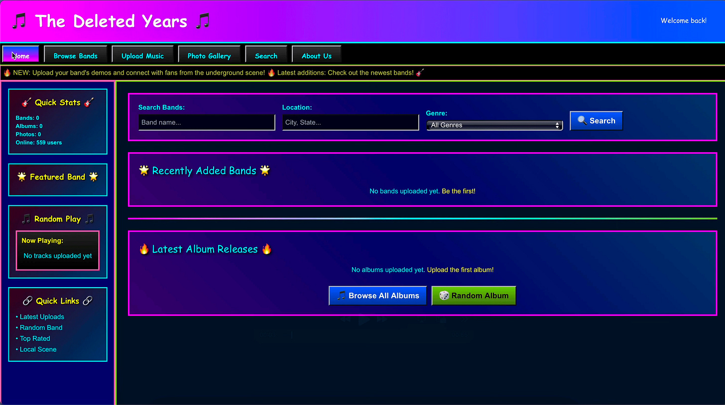 Screenshot of website design
