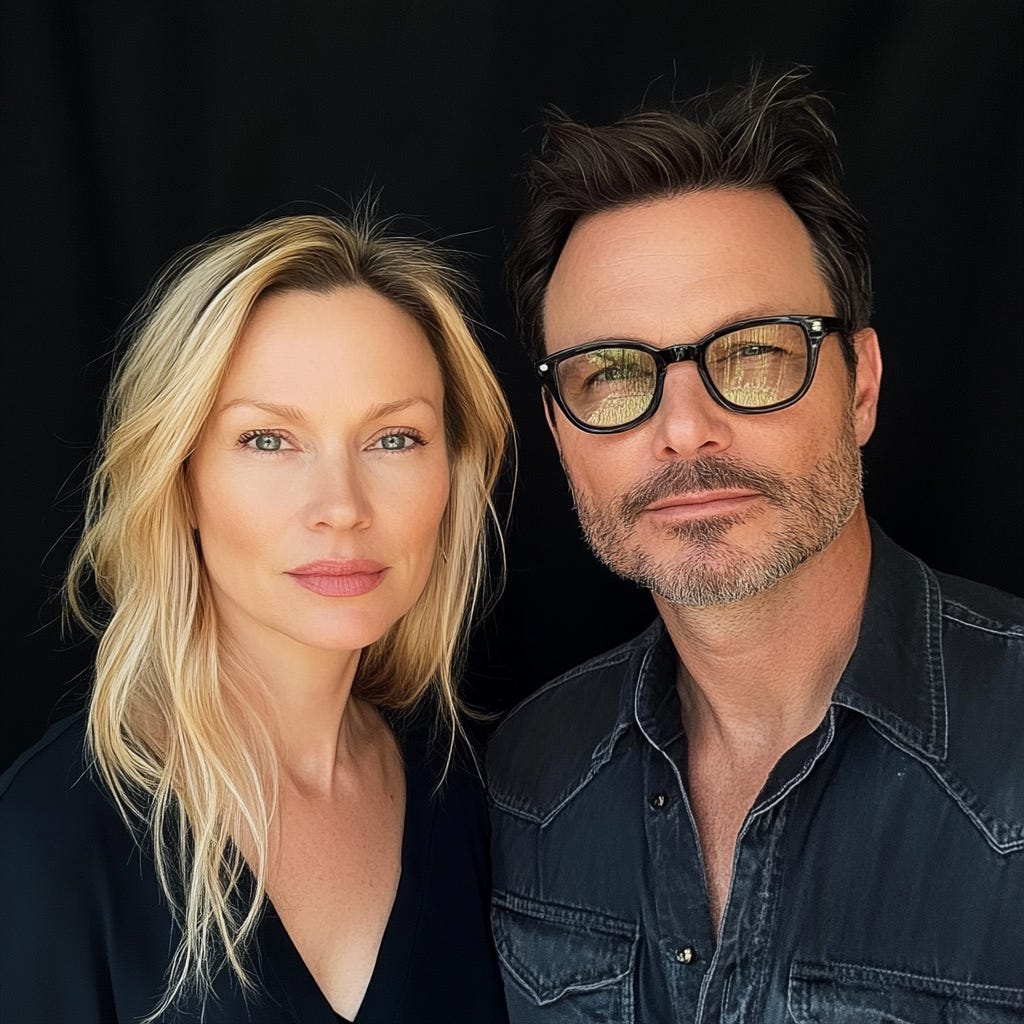 A stylized portrait of Mark and Samantha, reimagined using MidJourney. Their confident poses and modern aesthetic embody their dynamic contributions to discussions on food, culture, and storytelling in their conversations on The Liat Show podcast. A stylized portrait of Mark and Samantha, reimagined using MidJourney. Their confident poses and modern aesthetic embody their dynamic contributions to discussions on food, culture, and storytelling in their conversations on The Liat Show podcast.