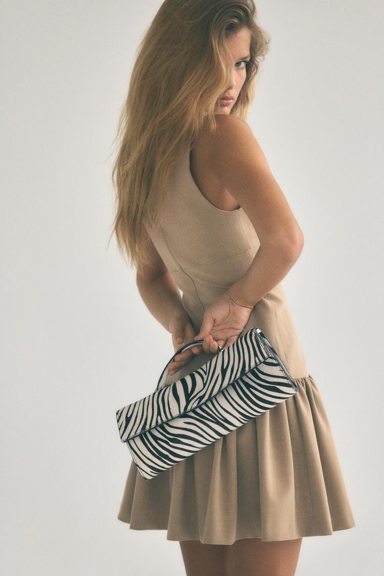 Zara LONG FAUX FUR BAG - Zebra - Image 0