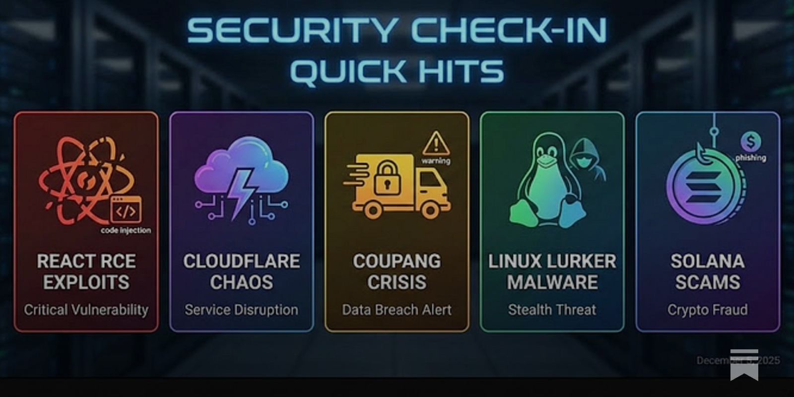 Security Check-in Quick Hits: React RCE Exploits, Cloudflare Chaos, Coupang  Crisis, Linux Lurker Malware, and Solana Scams