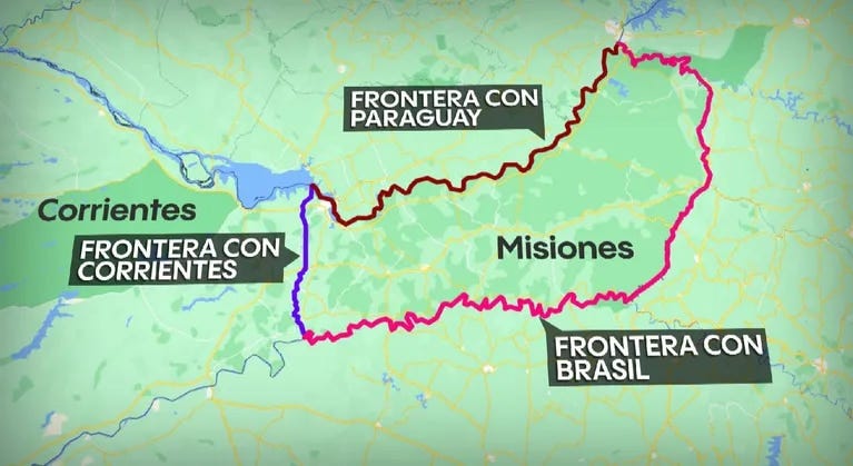 La particular situación de Frontera de Misiones. Tiene más límites con países vecinos que con Argentina. La particular situación de Frontera de Misiones. Tiene más límites con países vecinos que con Argentina.