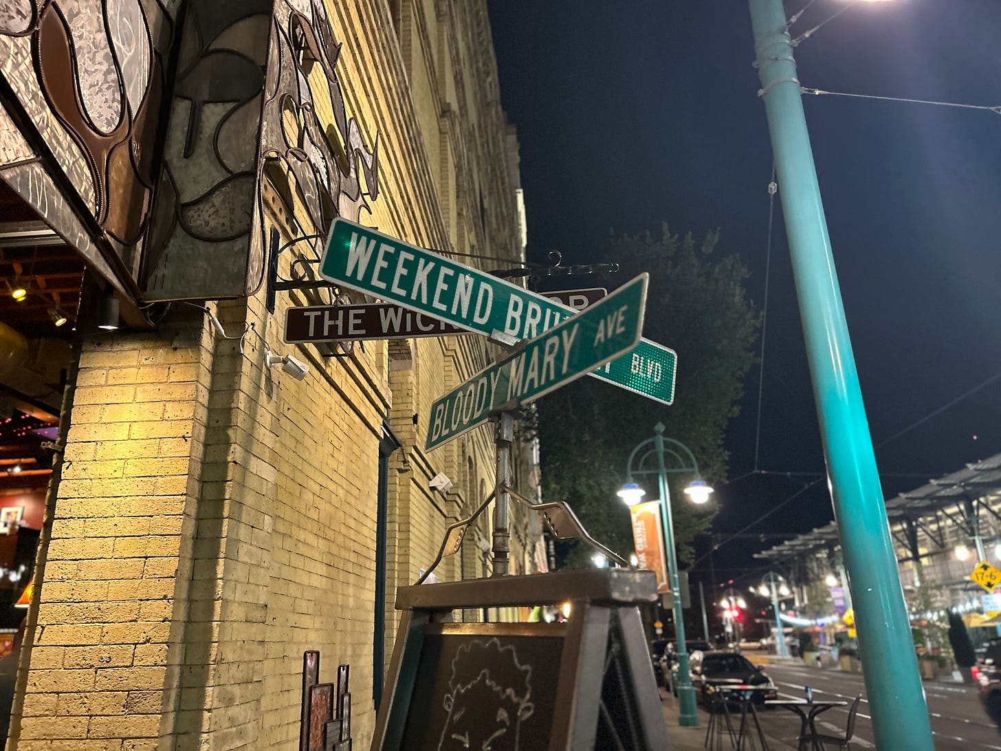 street signs, building