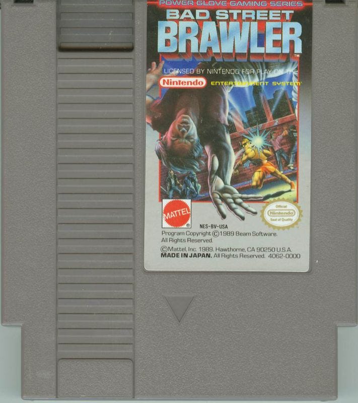 The cartridge for the NES game Bad Street Brawlers.