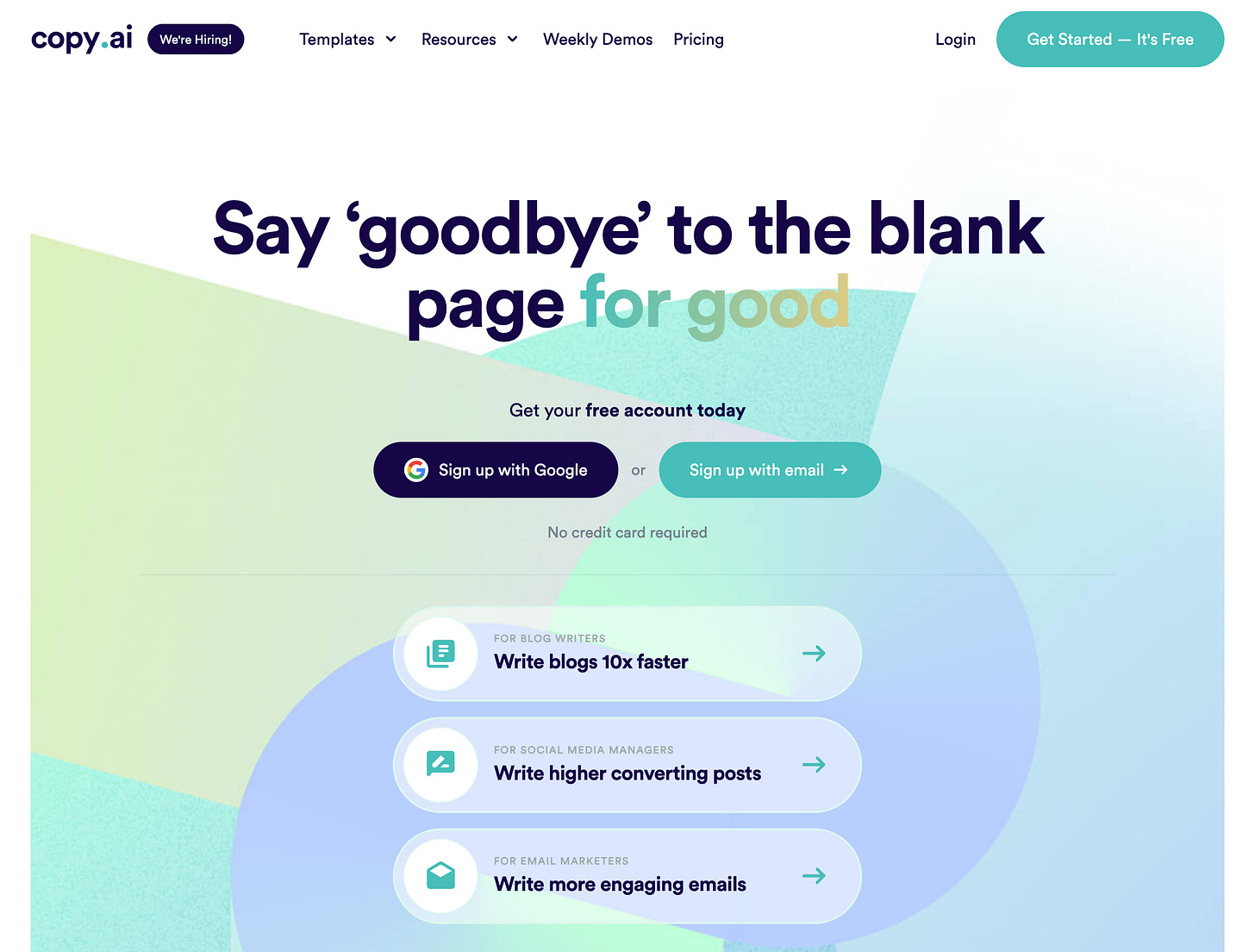 Site web de Copy.ai en Octobre 2022 avant la sortie de ChatGPT Site web de Copy.ai en Octobre 2022 avant la sortie de ChatGPT
