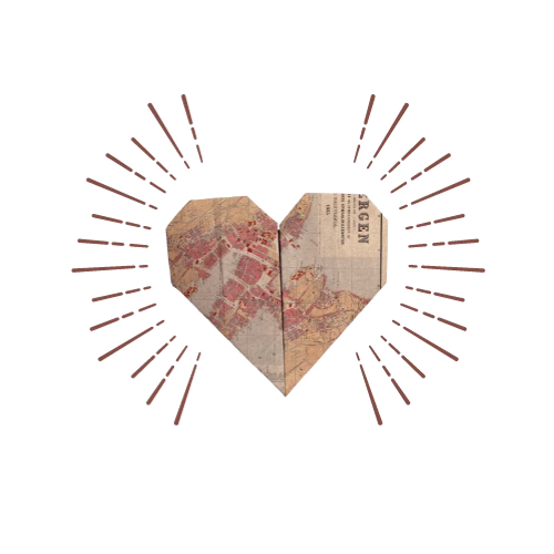 A heart made from a folded map.