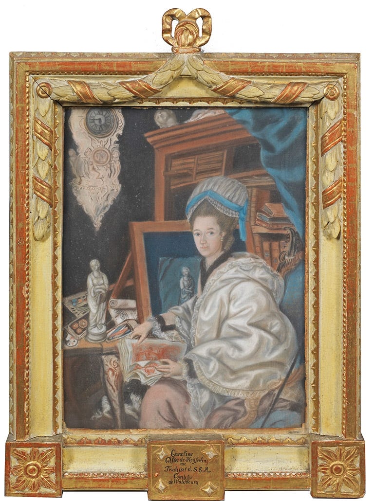 German School, 18th Century | Paar historisch bedeutende Porträts der  Gräfin Caroline v. Keyserling(k) und des Grafen Christian Heinrich v.  Keyserling(k) | MutualArt