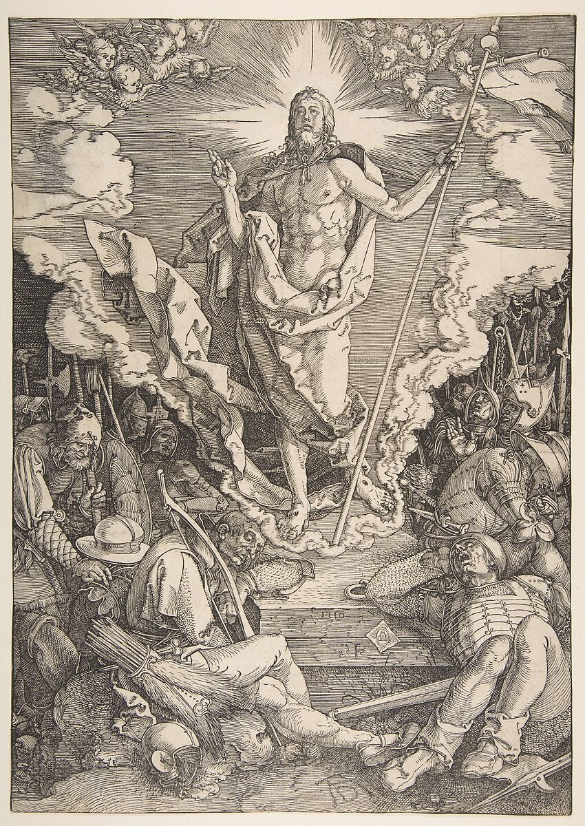 The Resurrection, Albrecht Dürer (German, Nuremberg 1471–1528 Nuremberg), Woodcut The Resurrection, Albrecht Dürer (German, Nuremberg 1471–1528 Nuremberg), Woodcut