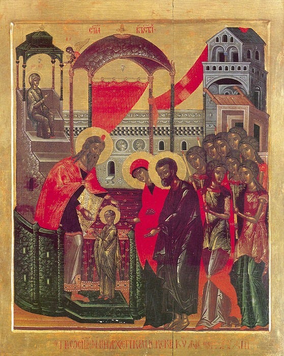 The Entrance of the Most Holy Theotokos into the Temple<br> Icons,  Frescoes, Mosaics / OrthoChristian.Com