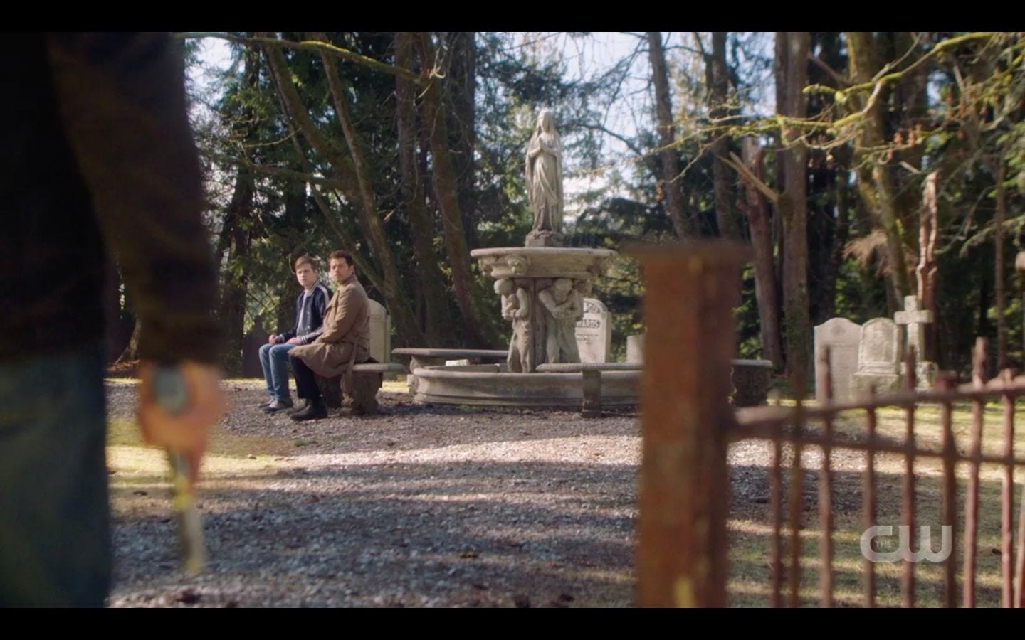 Dean walks into cemetary seeing Jack with Castiel SPN 14 show finale Dean walks into cemetary seeing Jack with Castiel SPN 14 show finale