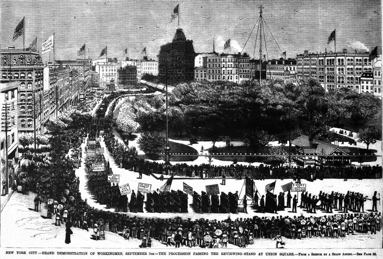 Public Domain. First American Labor Day parade