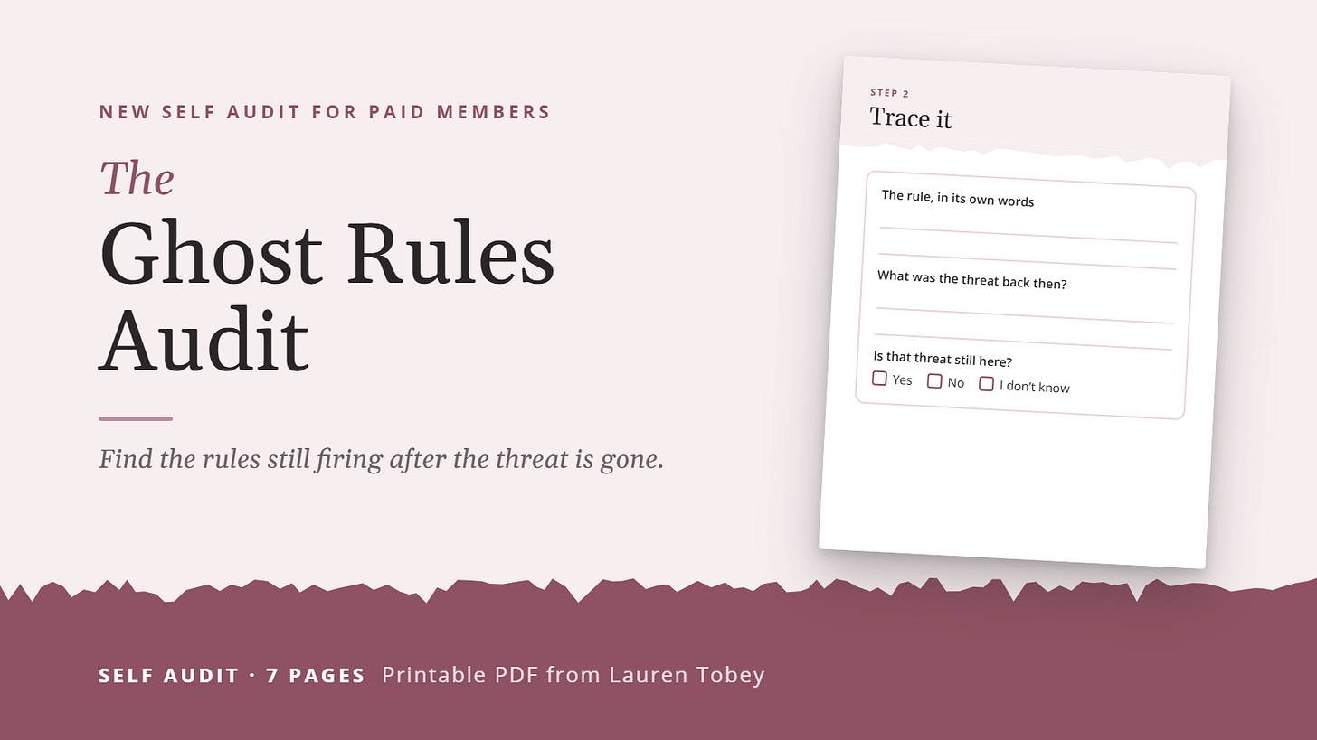 The Ghost Rules Audit: a 7-page printable self audit for paid members. The Ghost Rules Audit: a 7-page printable self audit for paid members.