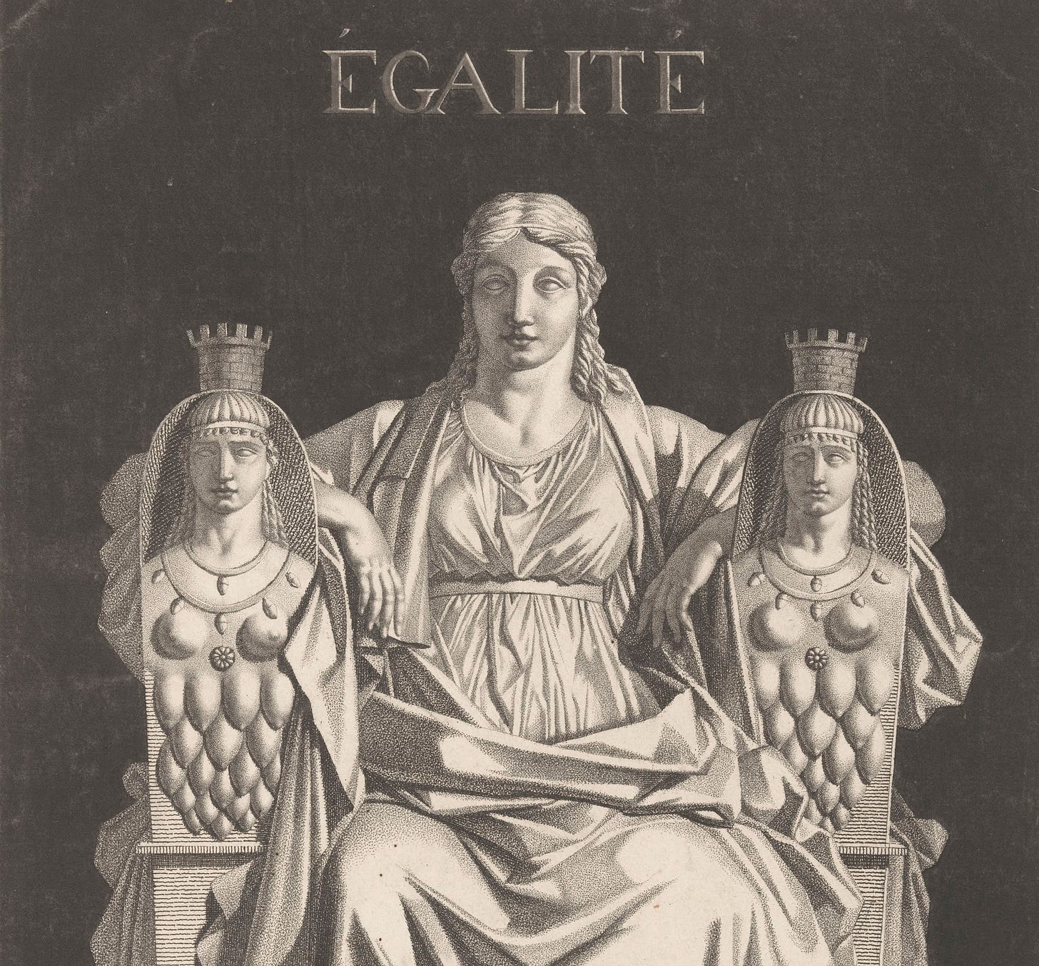 Allegorical representation of equality using three statues.