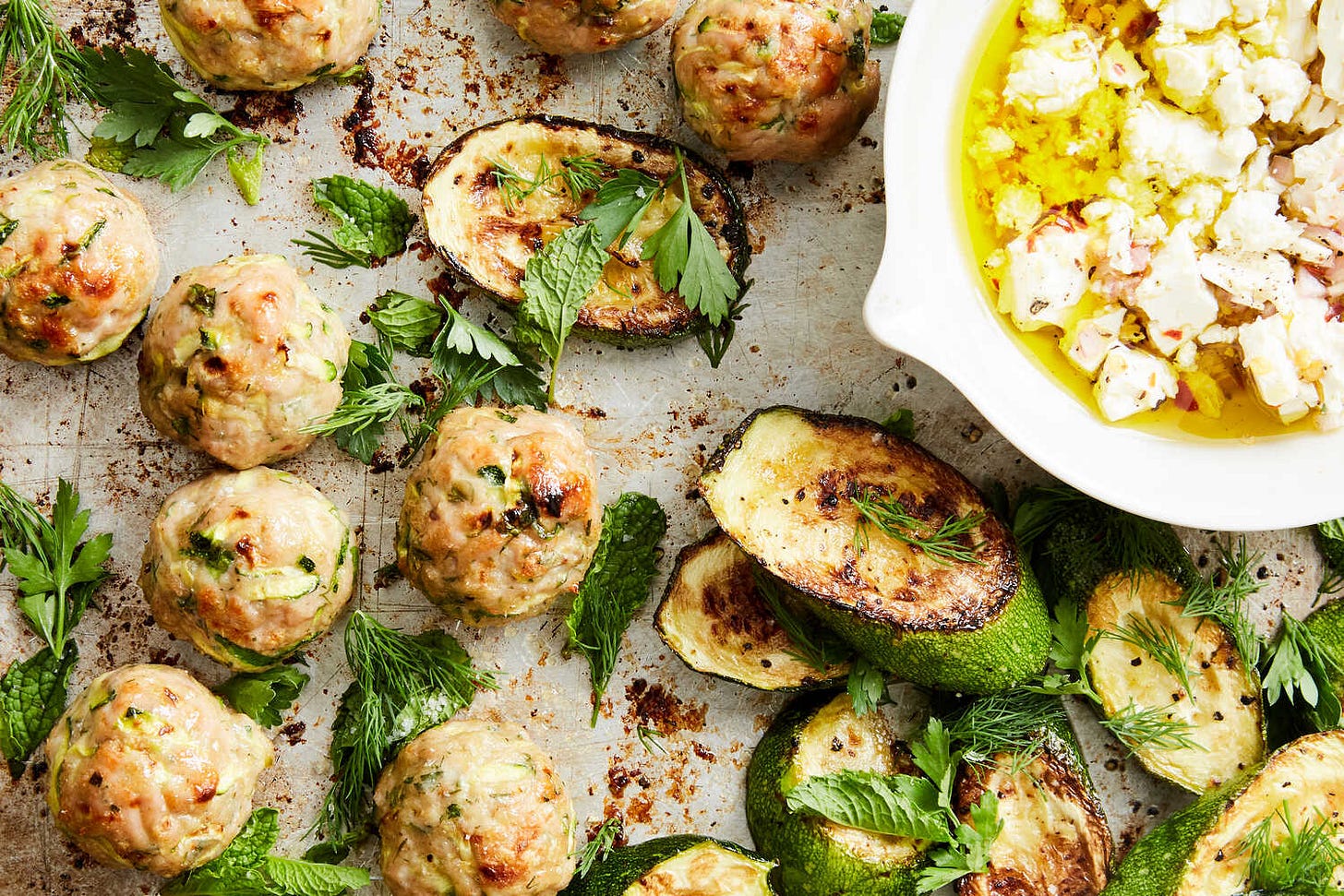 Chicken-Zucchini Meatballs With Feta Chicken-Zucchini Meatballs With Feta