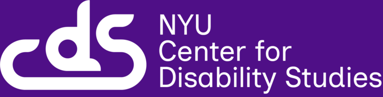 The logo for the NYU Center for Disability Studies features lower case letters with the C and S connecting to form a net under the D.
