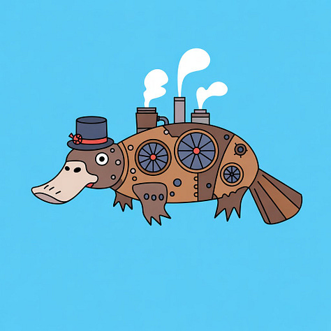 Steampunk platypus images by 4o, Ideogram 3.0, Reve 1.0