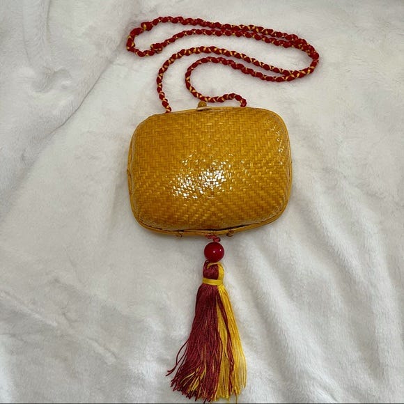Vintage Rafael Sanchez Woven Wood Handbag/Clutch - Picture 3 of 5