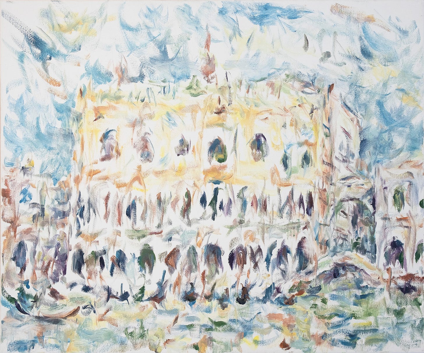 Impressionist-inspired painting of Doge's Palace from San Giorgio in Venice