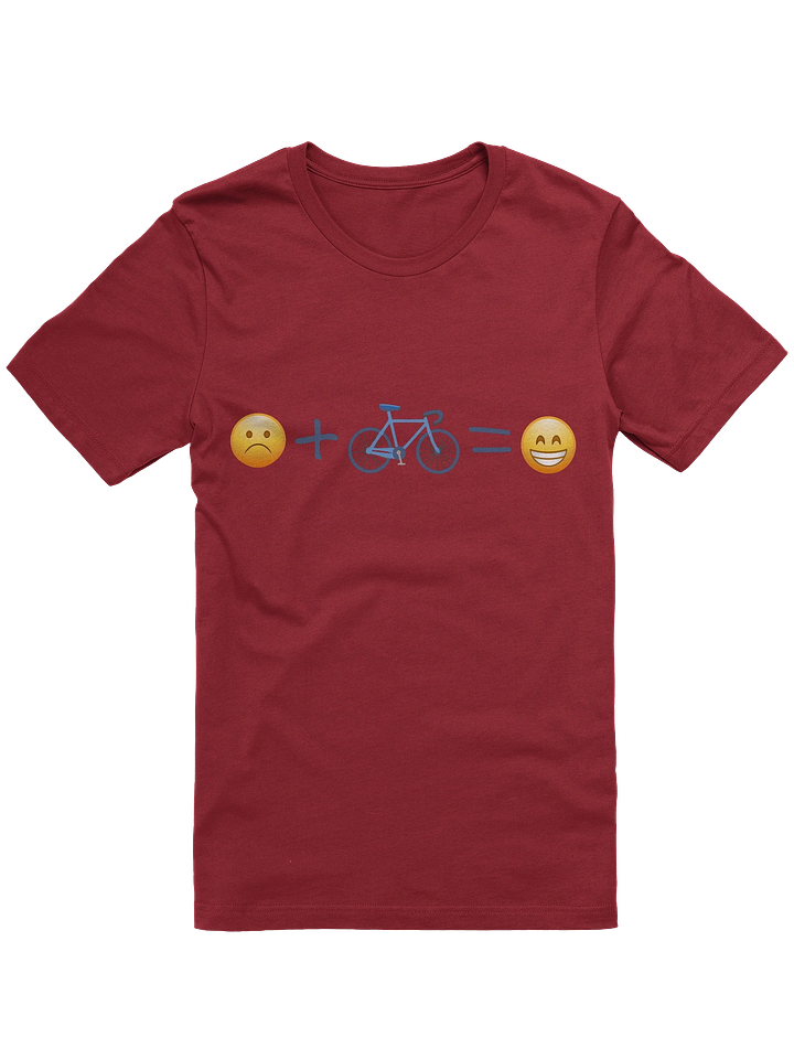 Sometimes the best formula is also the simplest. This tee features a clean graphic equation: a sad emoji plus a bike equals a happy emoji. No overthinking, no deep philosophy, just a straightforward reminder of what cyclists already know. Life feels better after a ride.