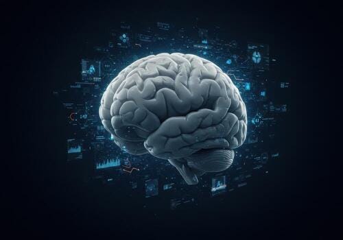 Stunning 3D human brain floating amidst futuristic digital data streams and  abstract glowing circuits, symbolizing AI, cognition, and advanced  technology. 72509249 Stock Photo at Vecteezy