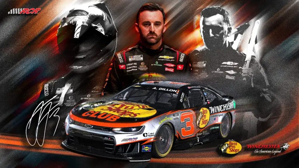 Austin Dillon 2026 Bass Pro Shops Winchester paint scheme Richard Childress Racing NASCAR Cup Series Austin Dillon 2026 Bass Pro Shops Winchester paint scheme Richard Childress Racing NASCAR Cup Series