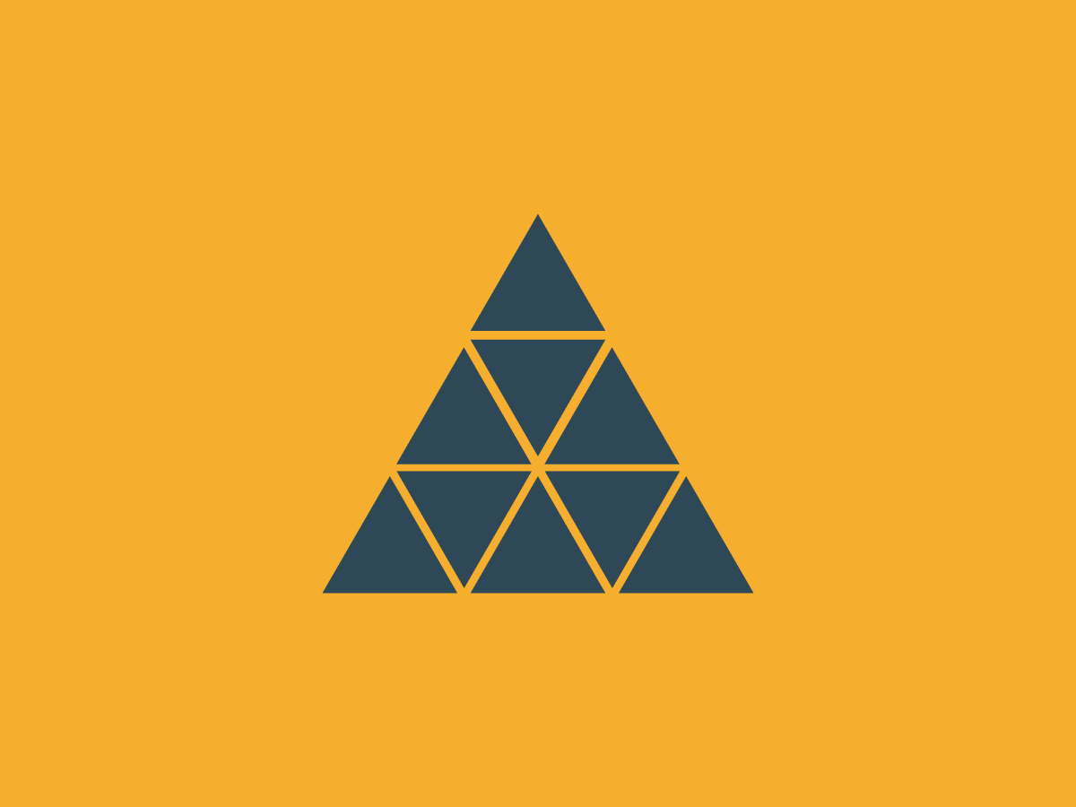 yellow background with some blue triangles in the middle