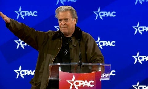 Steve Bannon appearing to make a Nazi salute at the end of his speech at CPAC.