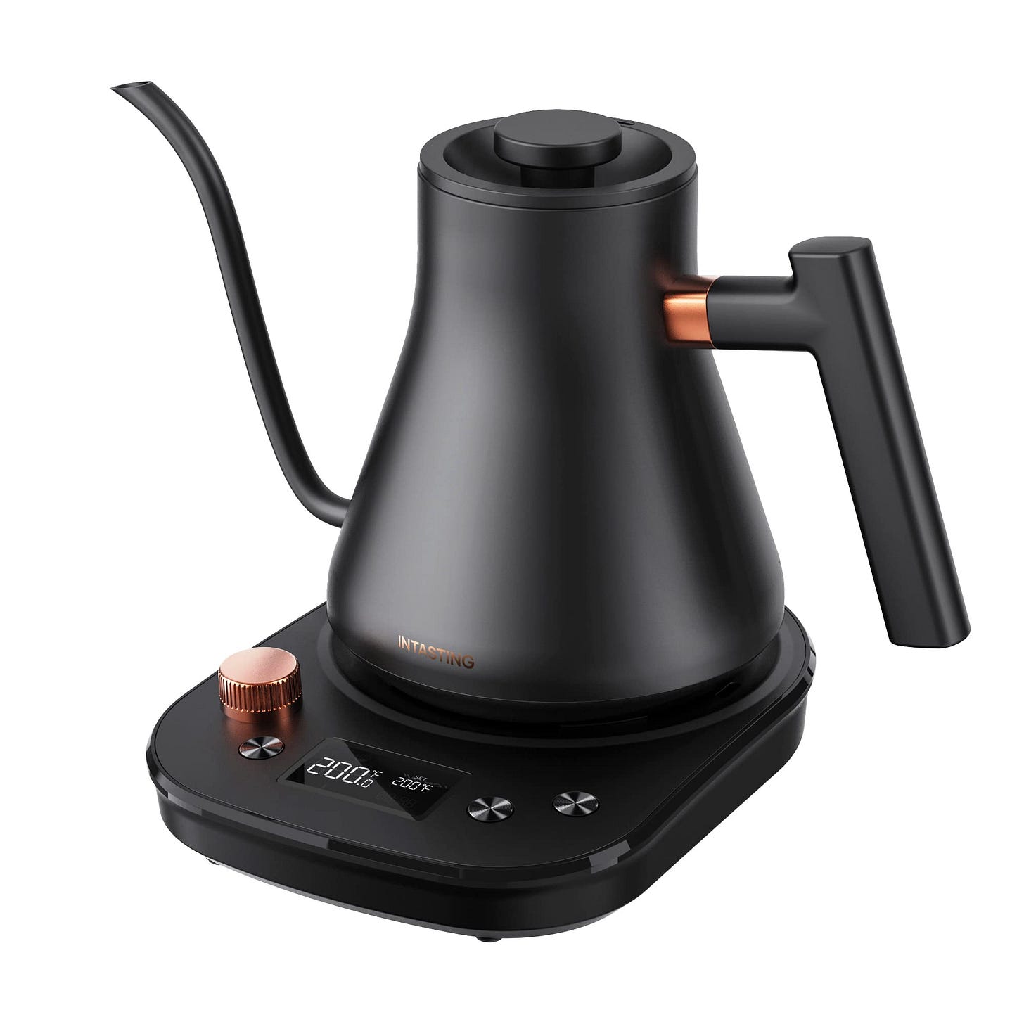 INTASTING Electric Gooseneck Kettle, 09L Pour Over Kettle with Precise 1 Temperature Control, Stainless Steel Inner, 1200W Quick Heating, for Coffee M