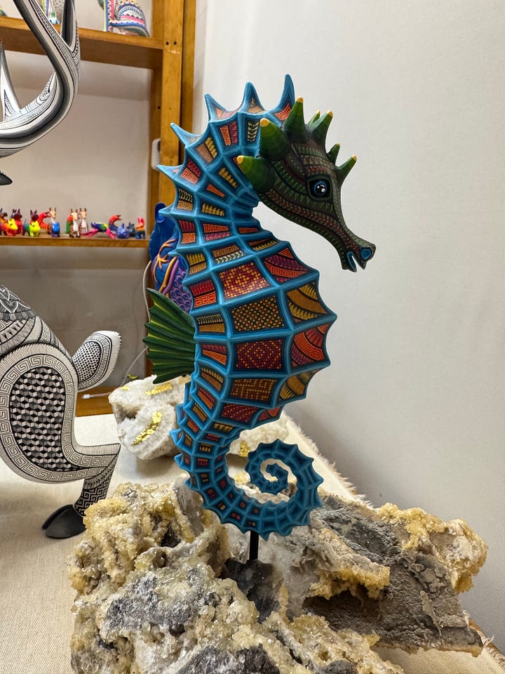 An alebrije seahorse.