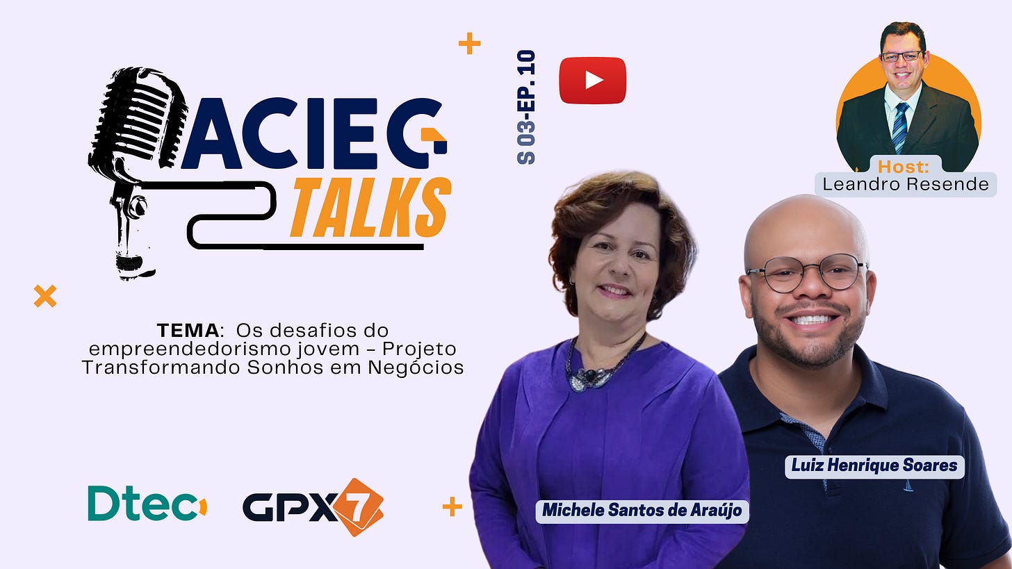 ACIEG Talks – Temporada 03 – Ep. 10 – Os desafios do empreendorismo jovem – Projeto Transformando Sonhos em Negócios (SEBRAE-GO)