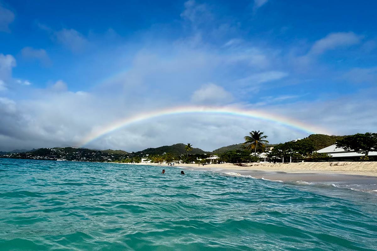 Rainbow over Grand Anse Beach at Grenada