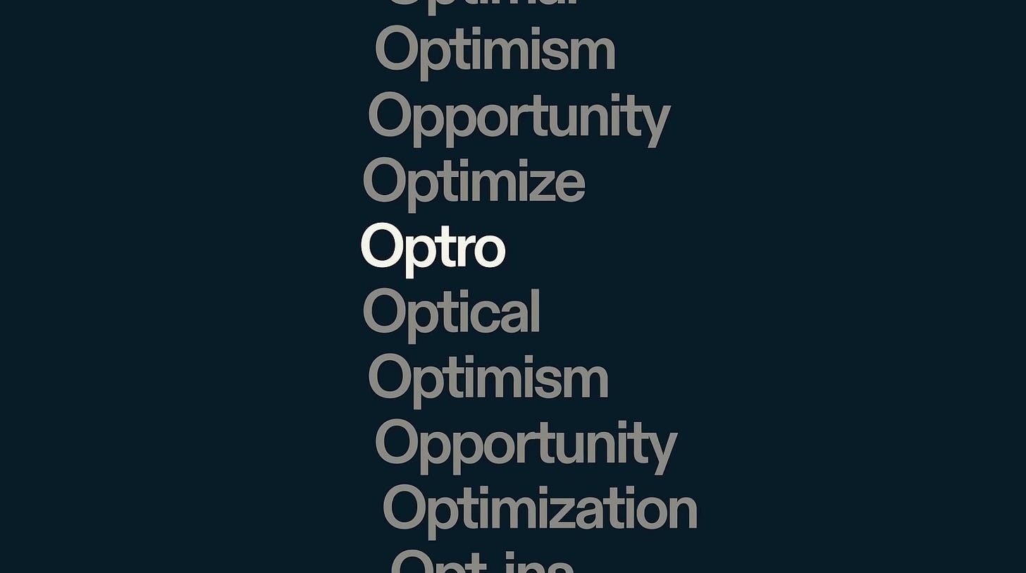 “Opt-” cascade scene in the rebrand launch video. “Opt-” cascade scene in the rebrand launch video.
