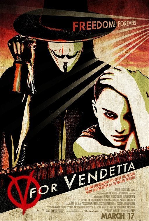 a movie poster for v for vendetta
