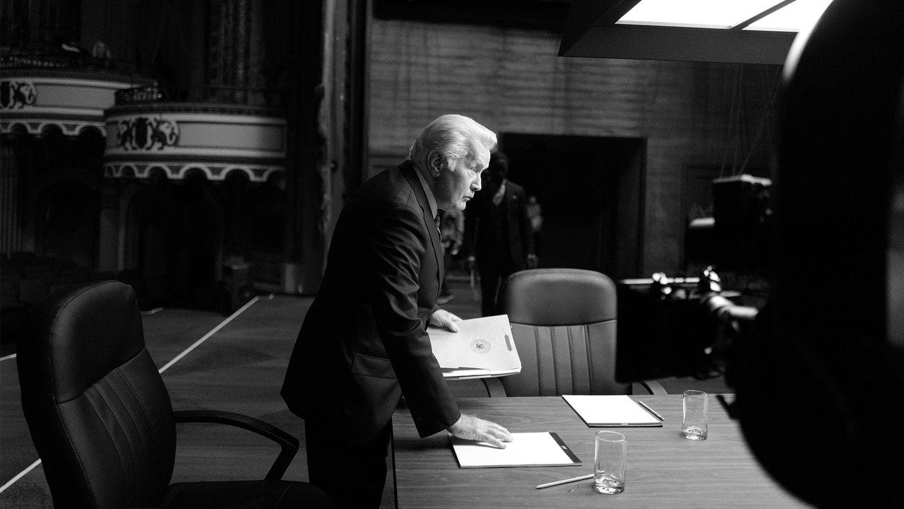 west wing actor martin sheen as the president with the Constitution 