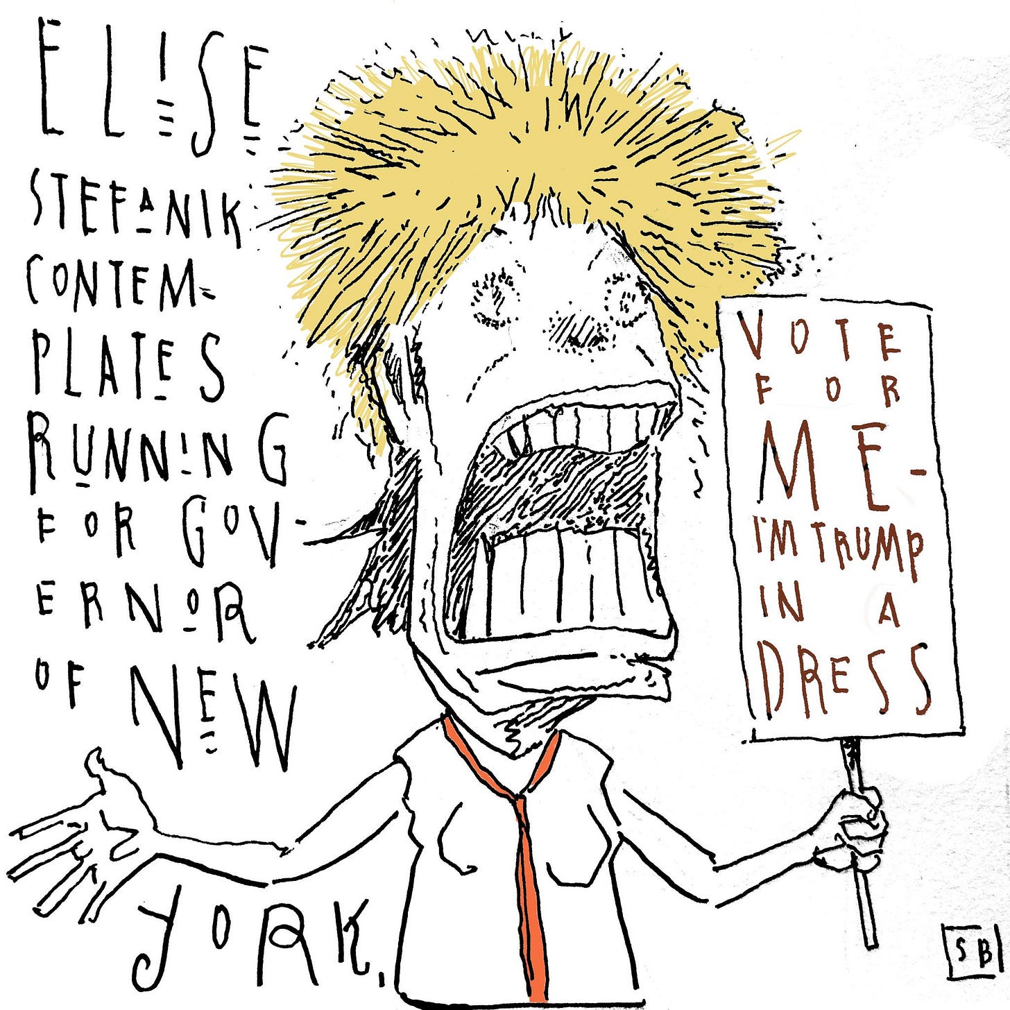 May be an illustration of text that says 'ELSE STEFANIK STEF CONTEM= PLATES RUNNIN G ヒR ERNOR 야 NEW ਸ਼.|রর JORK VOTE ١ V FOR F M E- I'M M IN A DRESS SB'