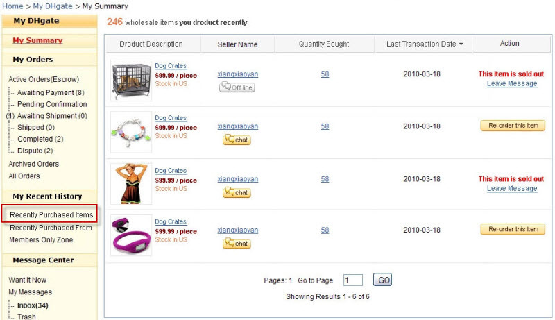 New functionality: you can re-order items you've bought