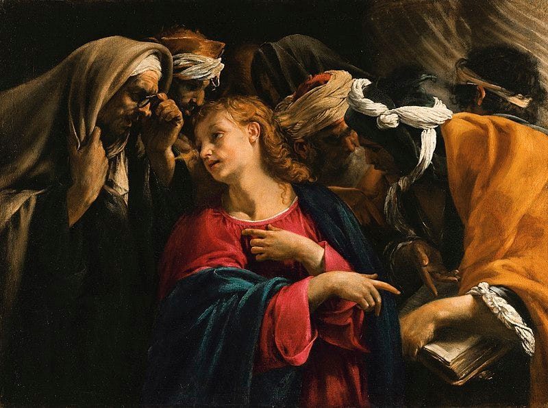 Painting of authorities questioning Jesus.