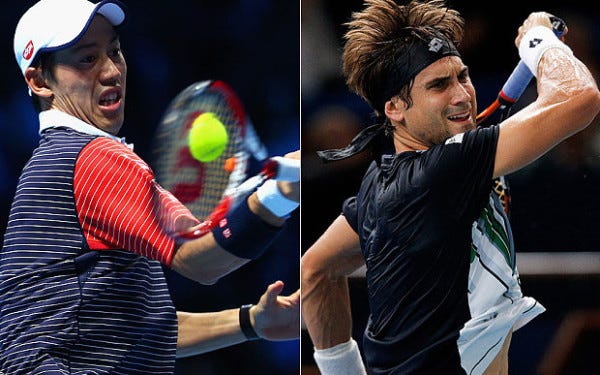 kei nishikori with david ferrer bulge tennis barcelona 2015 kei nishikori with david ferrer bulge tennis barcelona 2015