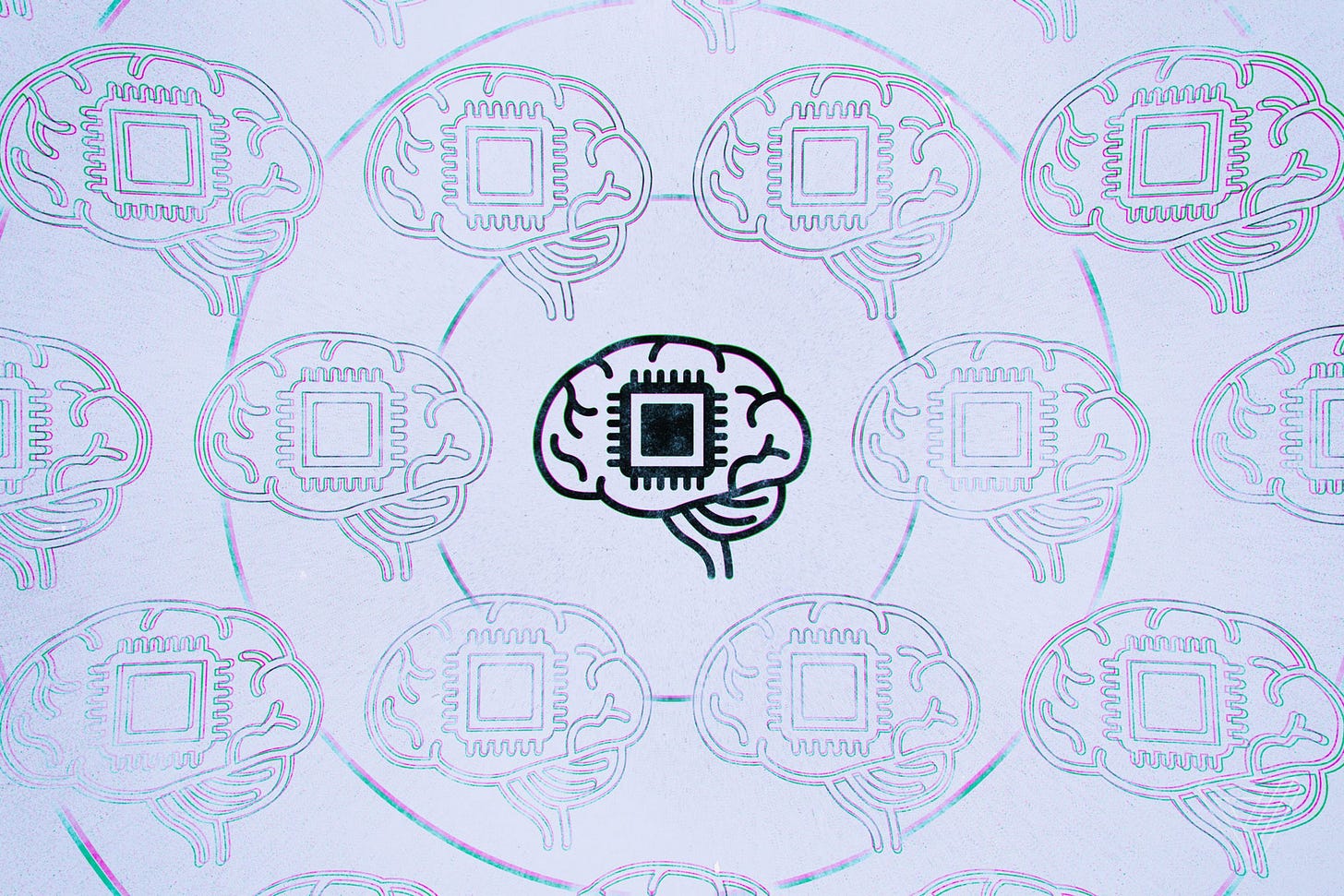 An image showing a repeating pattern of brain illustrations