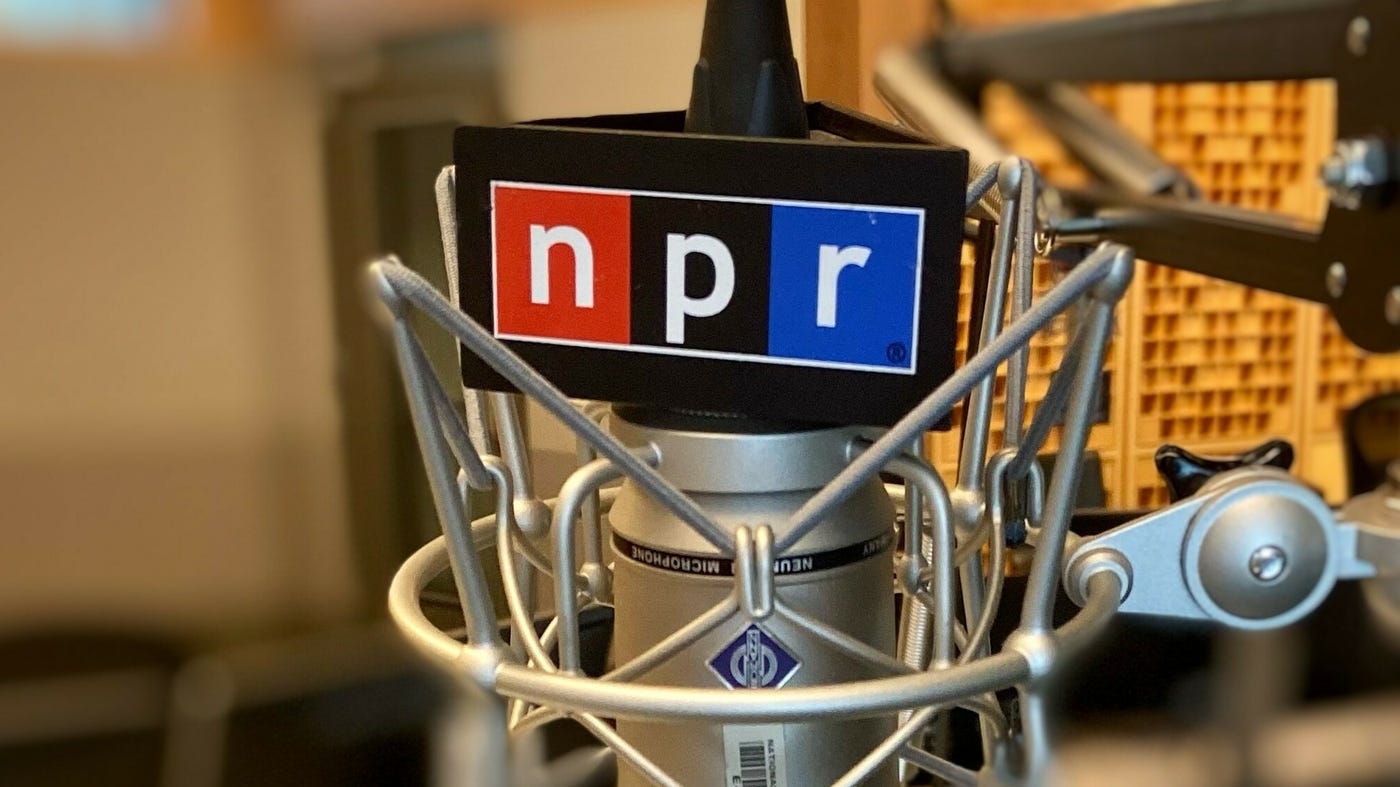 An NPR microphone in a recording studio.