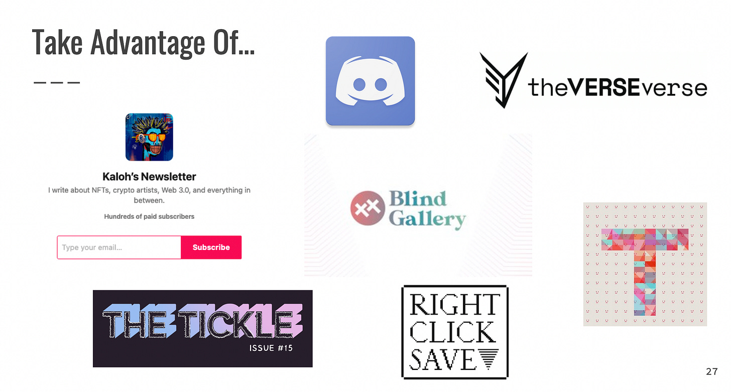 list of publications and curated galleries