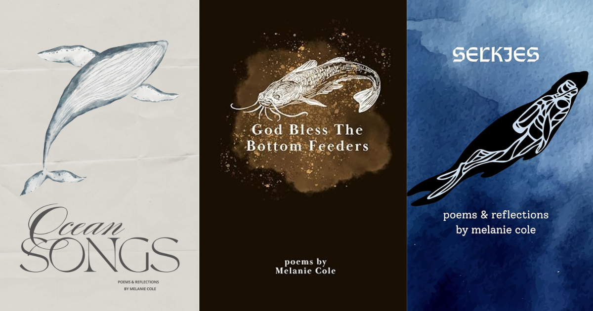 Book covers for Ocean Songs, God Bless the Bottom Feeders, and Selkies