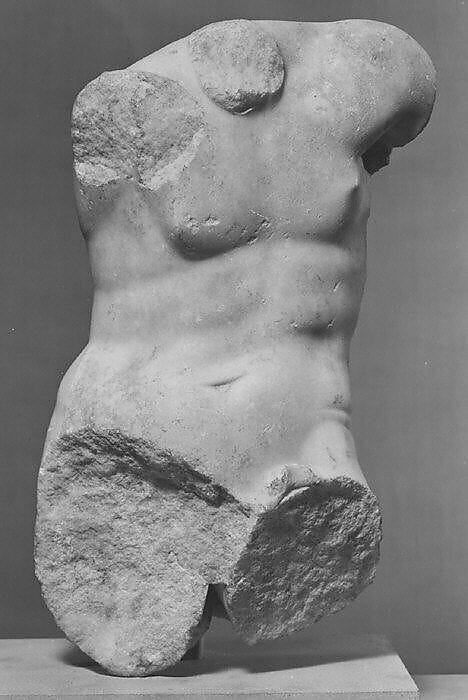 Marble torso of a seated man, Marble, Roman 