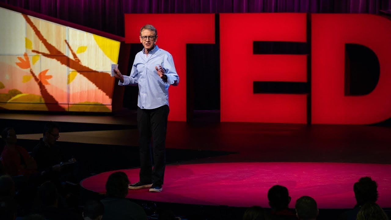 Una foto di John Doerr durante il suo Ted talk Una foto di John Doerr durante il suo Ted talk