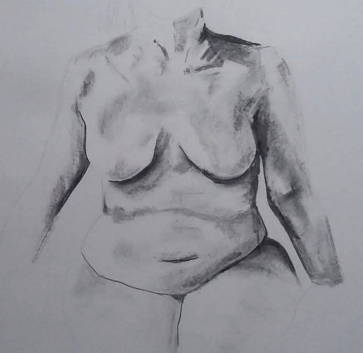 Life drawings, circa 2017, using charcoal