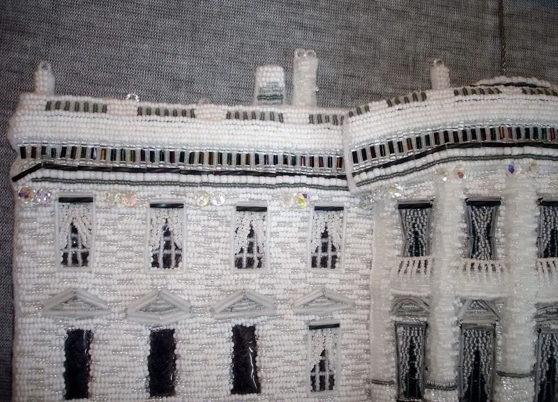 beaded White House President Barack Obama change bead embroidery pop art beadwork beading blog vintage crystal beaded White House President Barack Obama change bead embroidery pop art beadwork beading blog vintage crystal