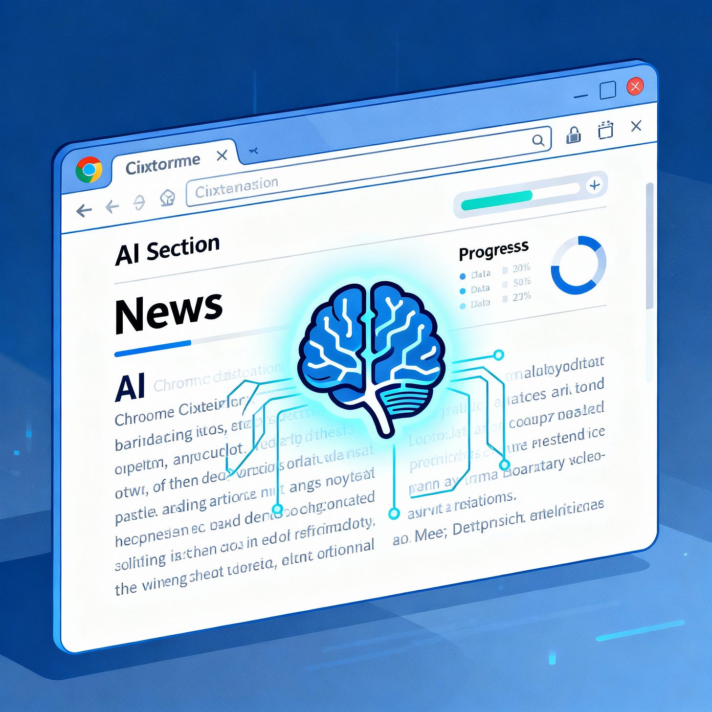 Illustration of AI analyzing news bias in Chrome Extension