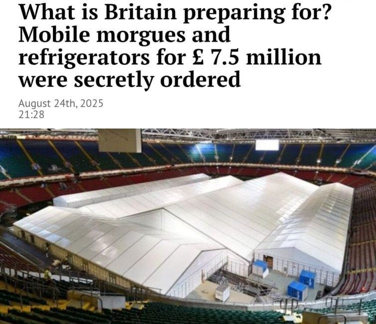 BRITAIN ORDERS MOBILE MORGUES. CREEPY LITTLE GLOBALISTS AREN'T THEY.