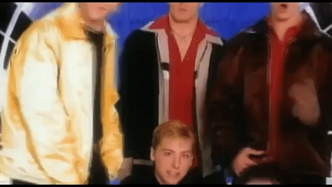 The camera pans up on the whole gang who are together; Joey is on the far left side dramatically waving his arms and smiling while singing "Ahhhh"